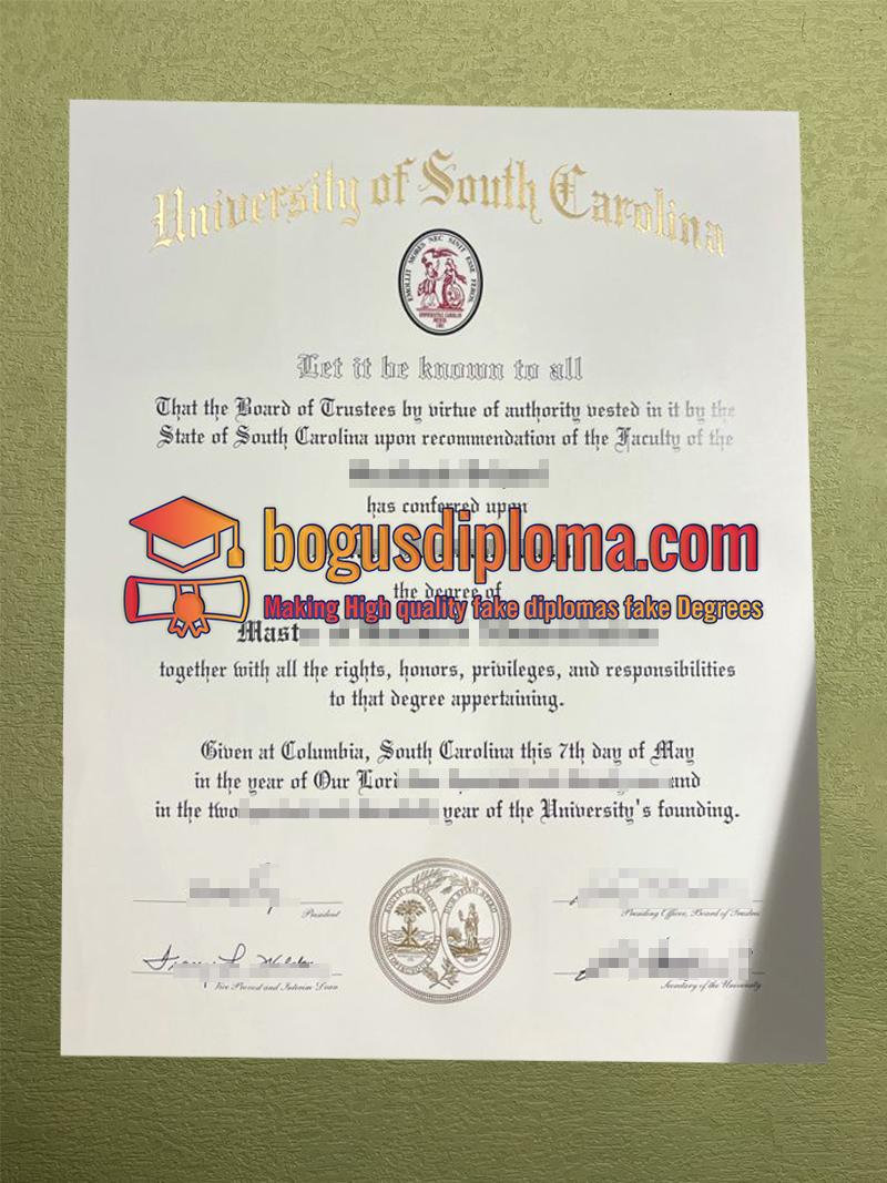 University of South Carolina digital diploma, desgin and Printed The fast way to buy a University of South Carolina digital diploma