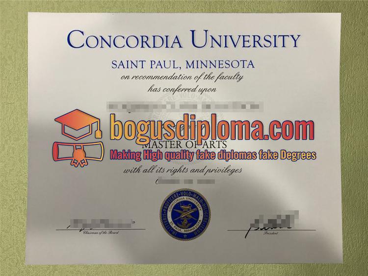 Concordia University Saint Paul Minnesota Fake Diploma with official-looking design and accurate details